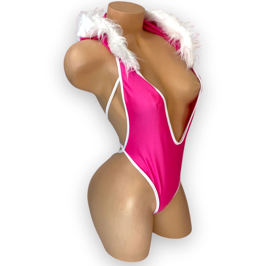 Hot Pink & White Santa Baby Bodysuit