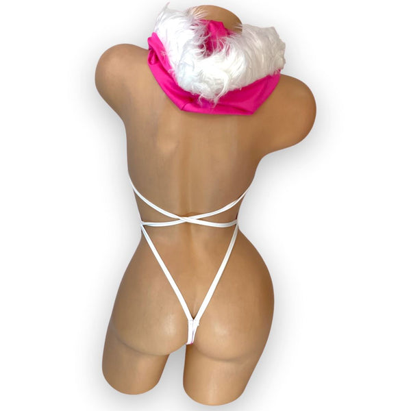 Hot Pink & White Santa Baby Bodysuit