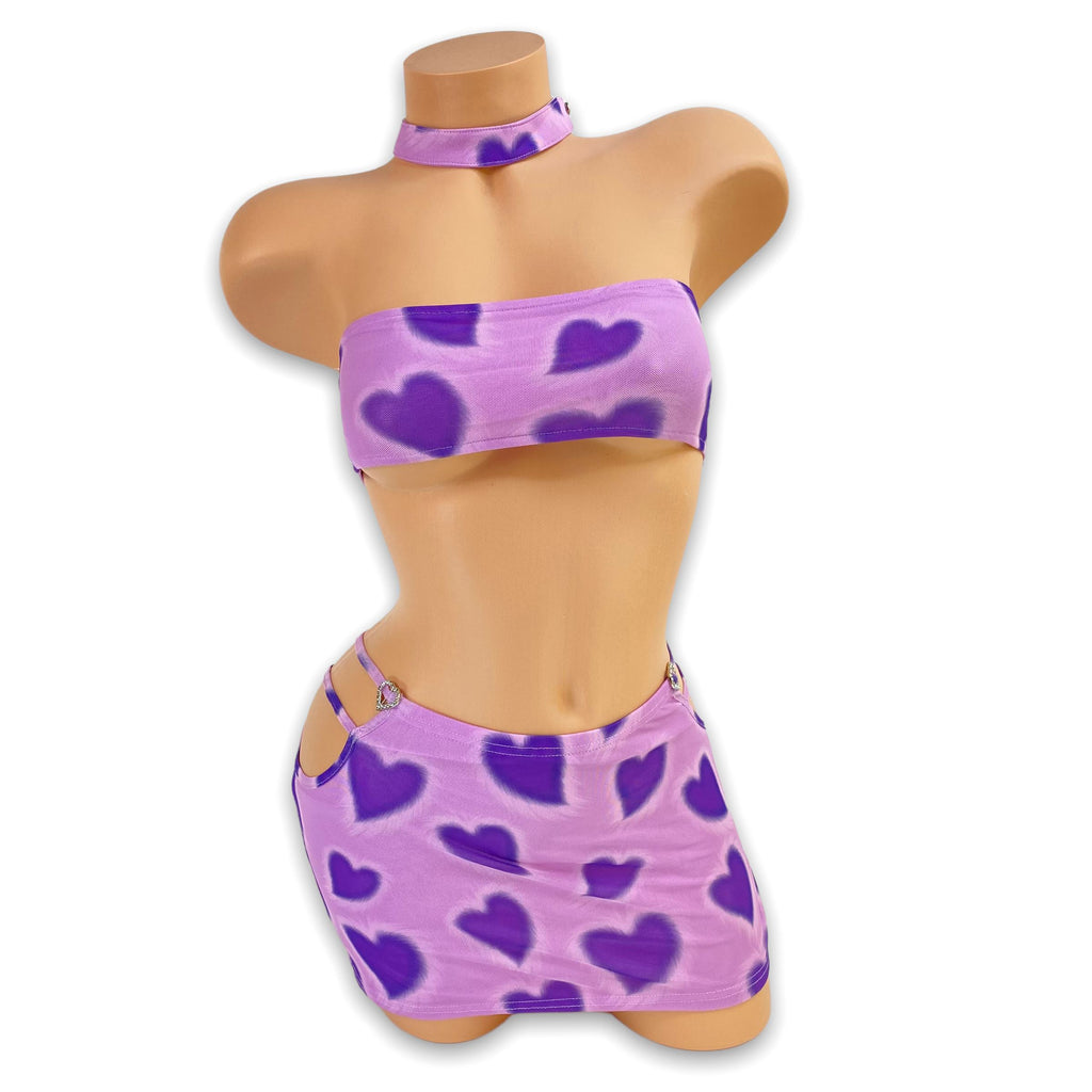 Lilac and Purple Heart Mellie Cut Out Skirt Set