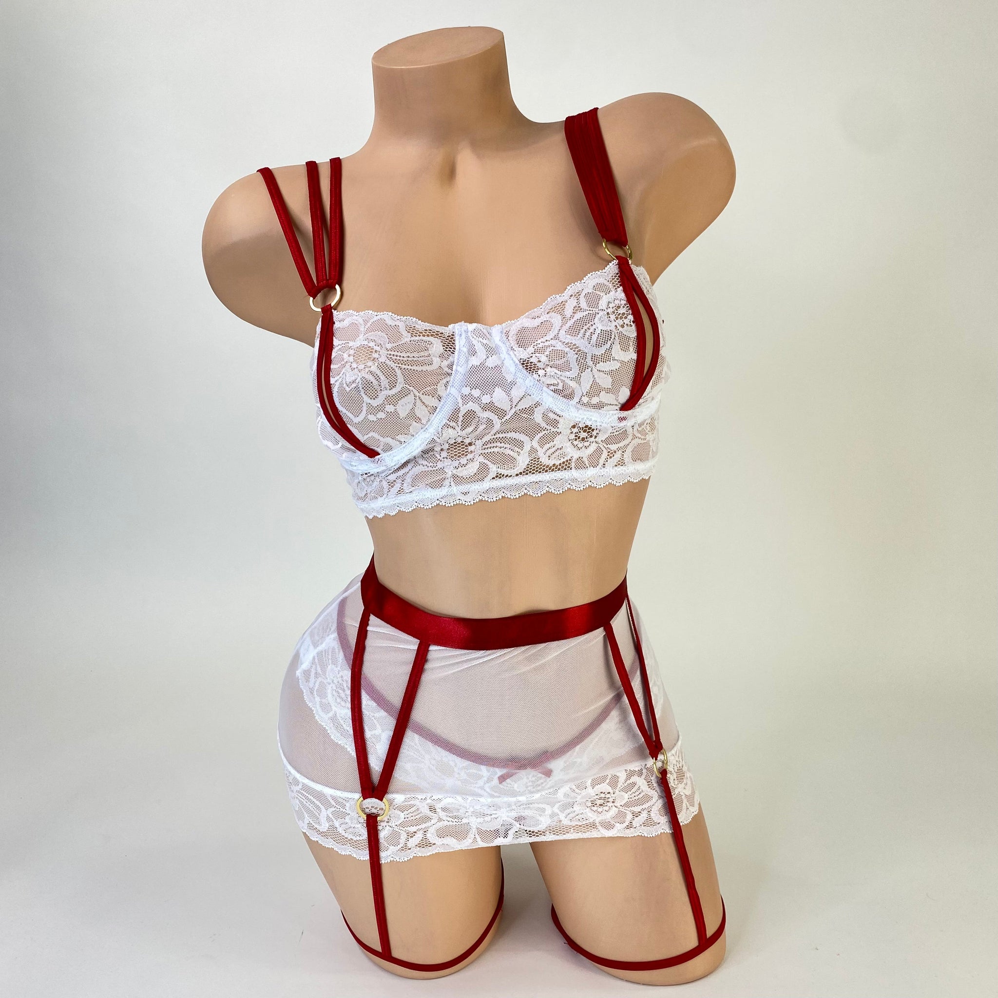 White nurse headband costume accessory with red cross detail, close-up — Golddiggers Boutique exotic dancewear