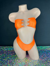 Neon Orange Crystal Bodysuit