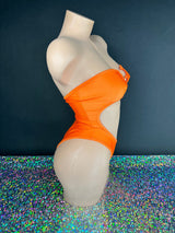 Neon Orange Crystal Bodysuit