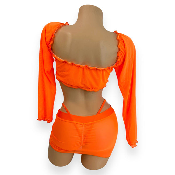 Neon Orange Penelope Skirt Set