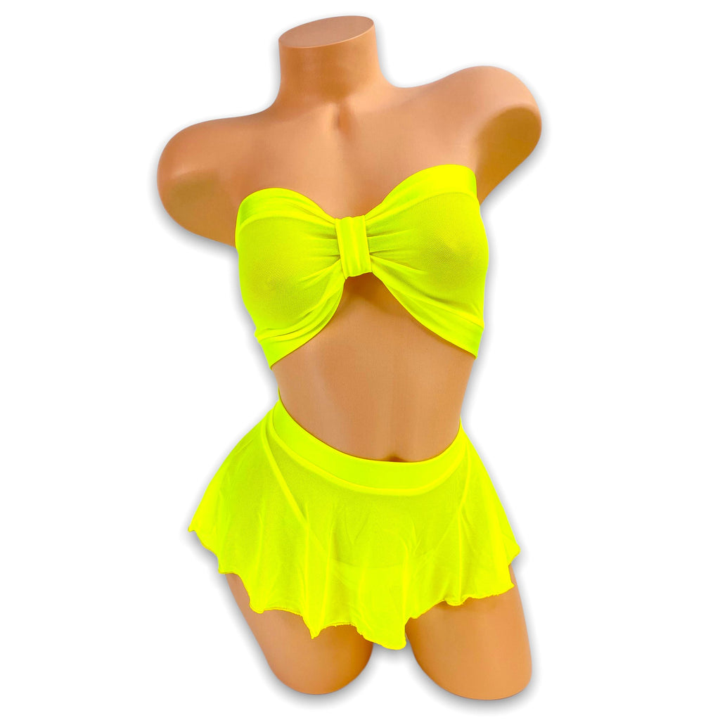 Neon Yellow Theresa Bandeau Skirt Set