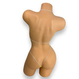 Neon Yellow Vinyl micro 'kini, back view on mannequin