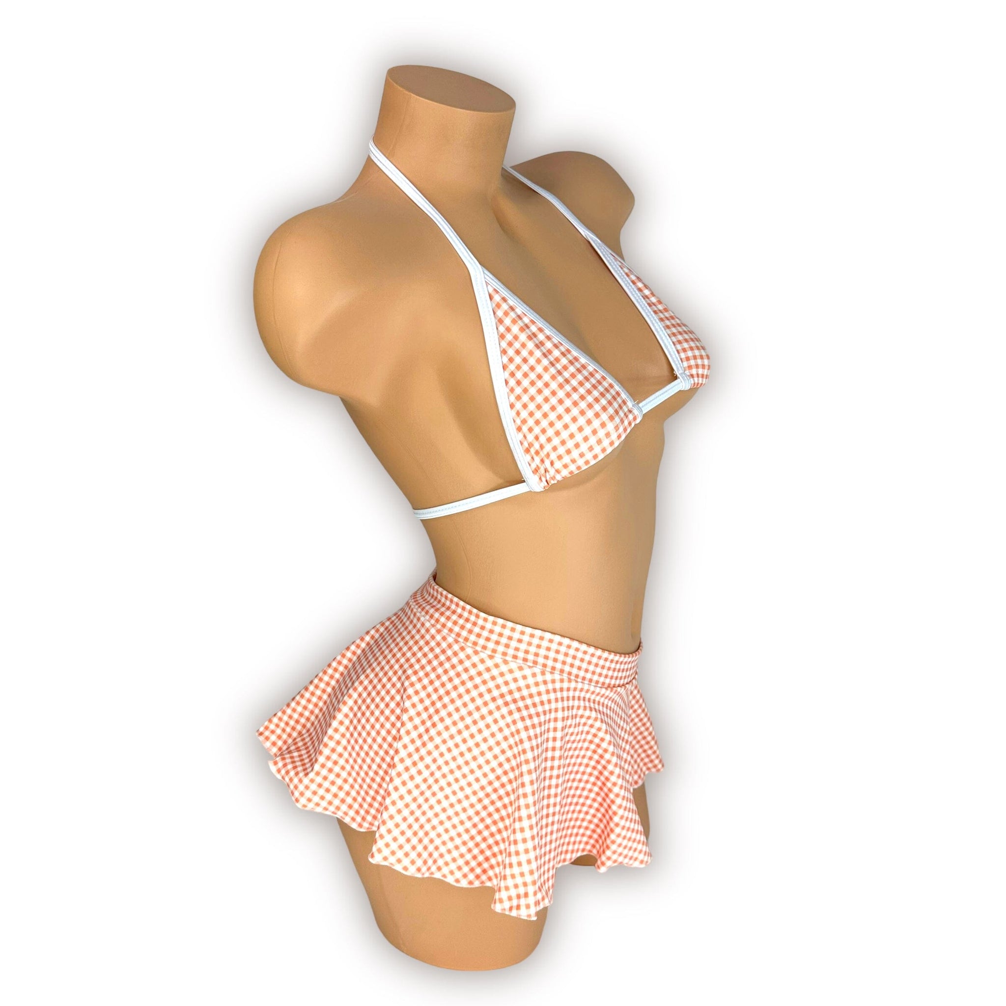 Peach Gingham Kate Skirt Set