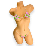 Green Leaf micro 'kini, front view on mannequin, Golddiggers Boutique