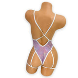 Pink Holo Dicks Jessi-Lynn V-Neck Garter Bodysuit