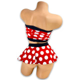 Polka dot mouse costume set close-up showing polka dot print detail — Golddiggers Boutique exotic dancewear