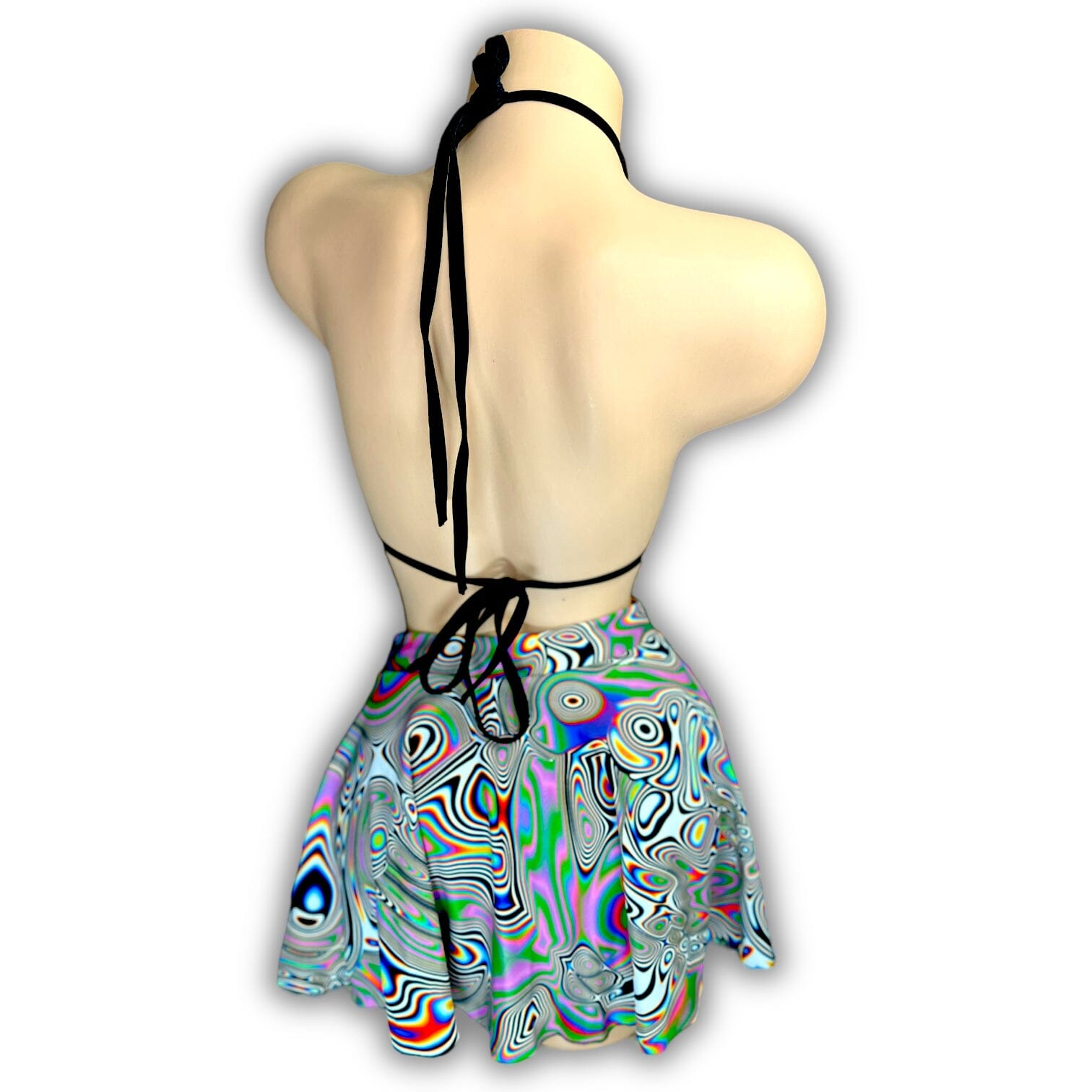 Kenya psychedelic print cheeky shorts, side view — Golddiggers Boutique exotic dancewear
