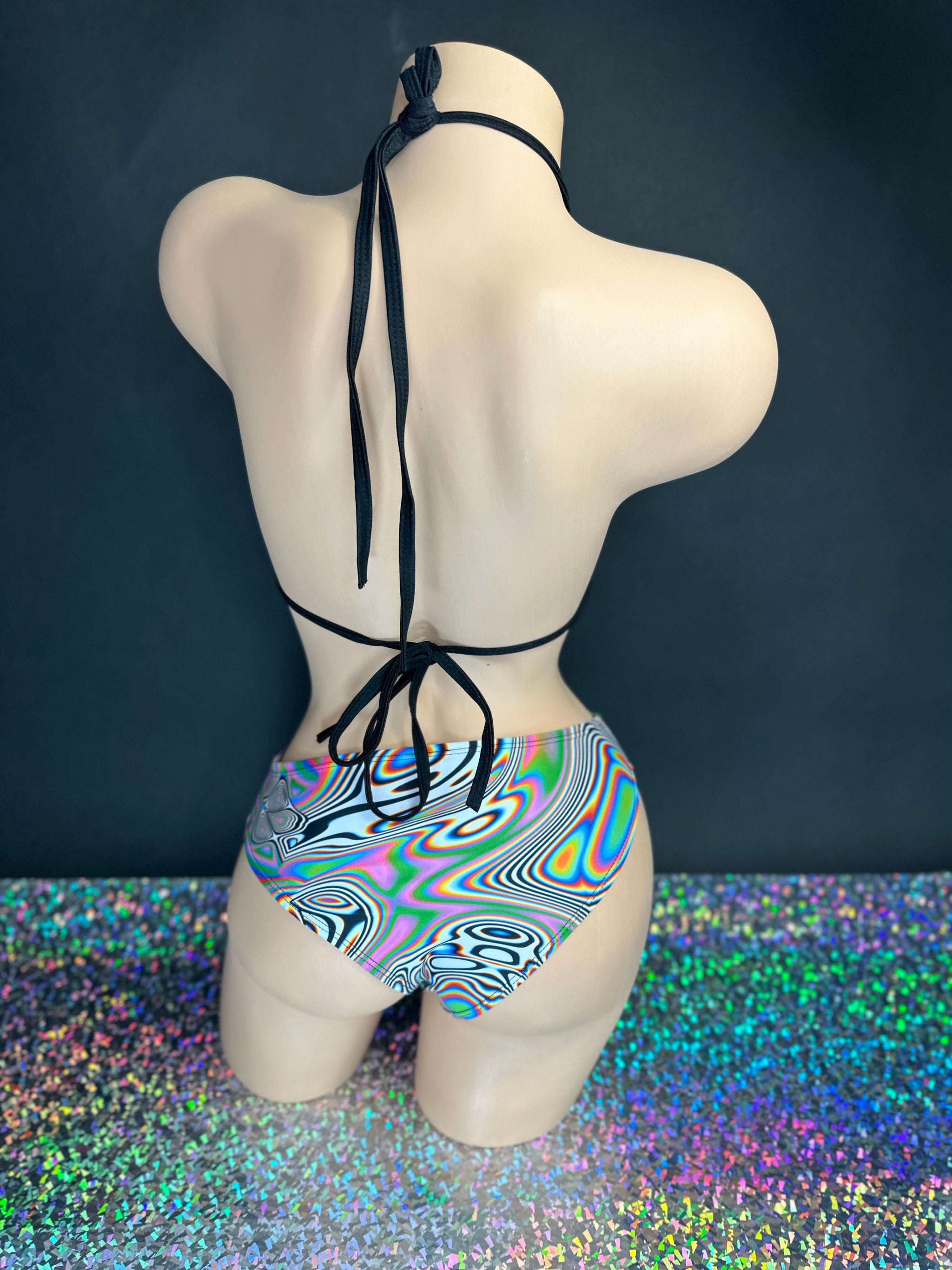 Kenya psychedelic skater skirt full length, front view — Golddiggers Boutique exotic dancewear