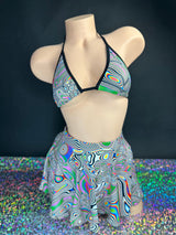 Kenya psychedelic print shorts high-cut leg detail — Golddiggers Boutique exotic dancewear