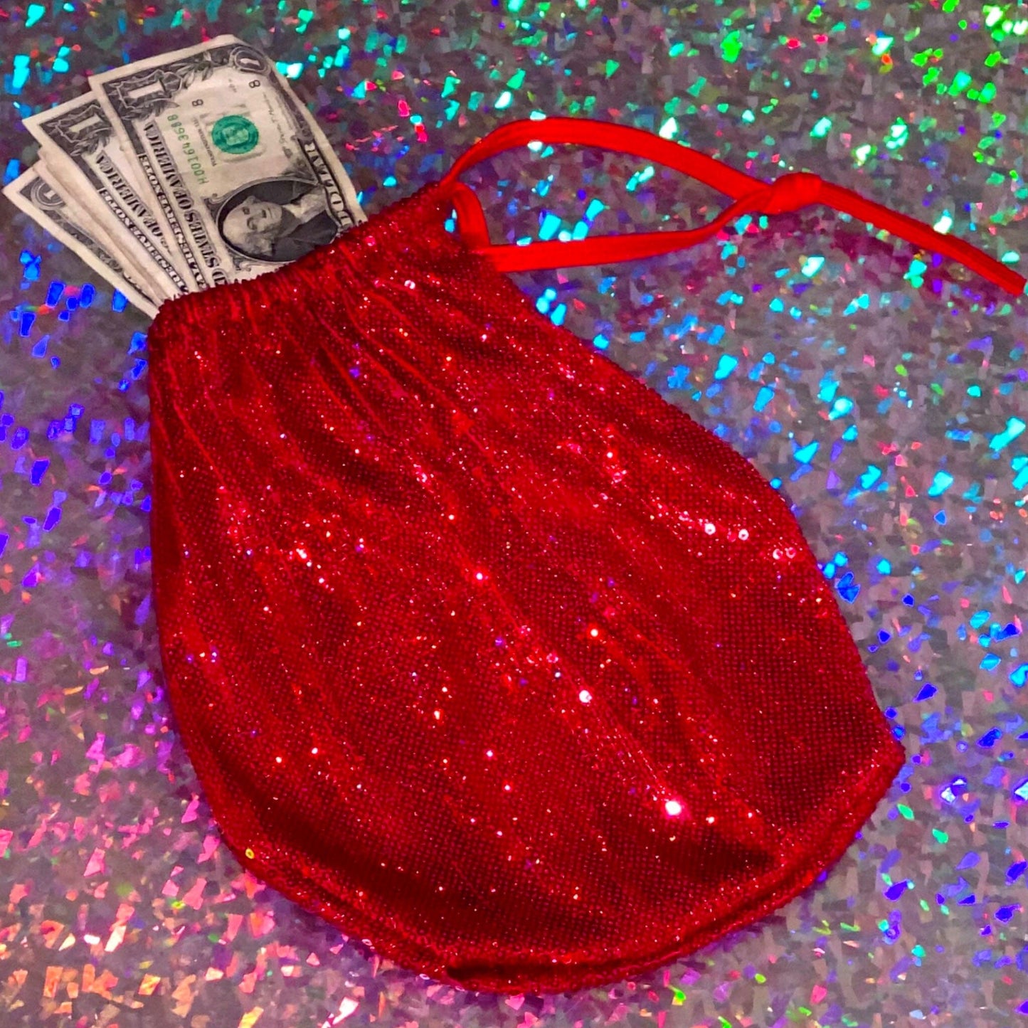 Red Glitz Medium Sized Money Bag