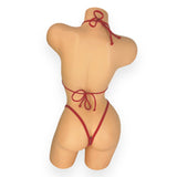 Red Katie 'kini, back view showing halter and back ties with g-string - Golddiggers Boutique