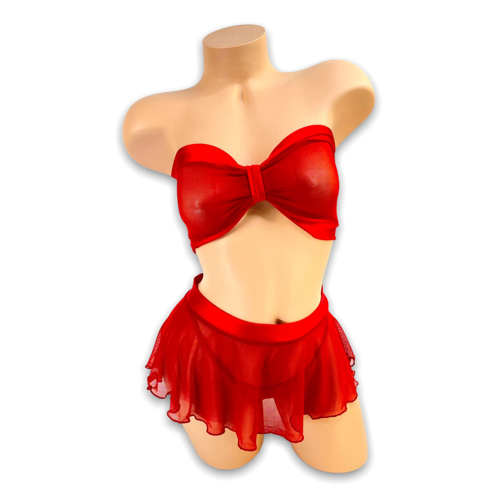 Red Theresa Bandeau Skirt Set