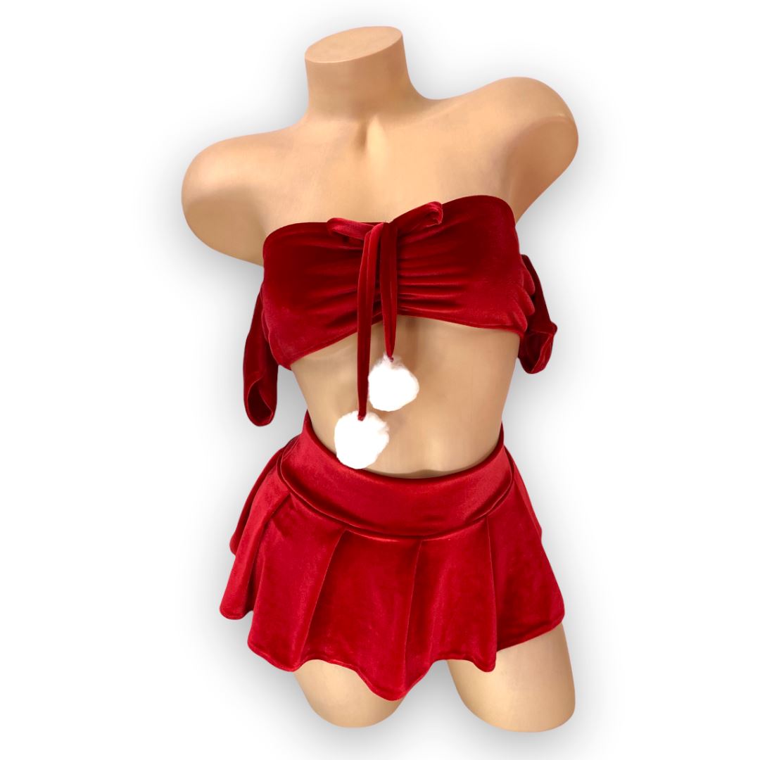 Red Velvet 3 Piece Amanda Skirt Set