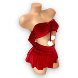 Red Velvet 3 Piece Amanda Skirt Set