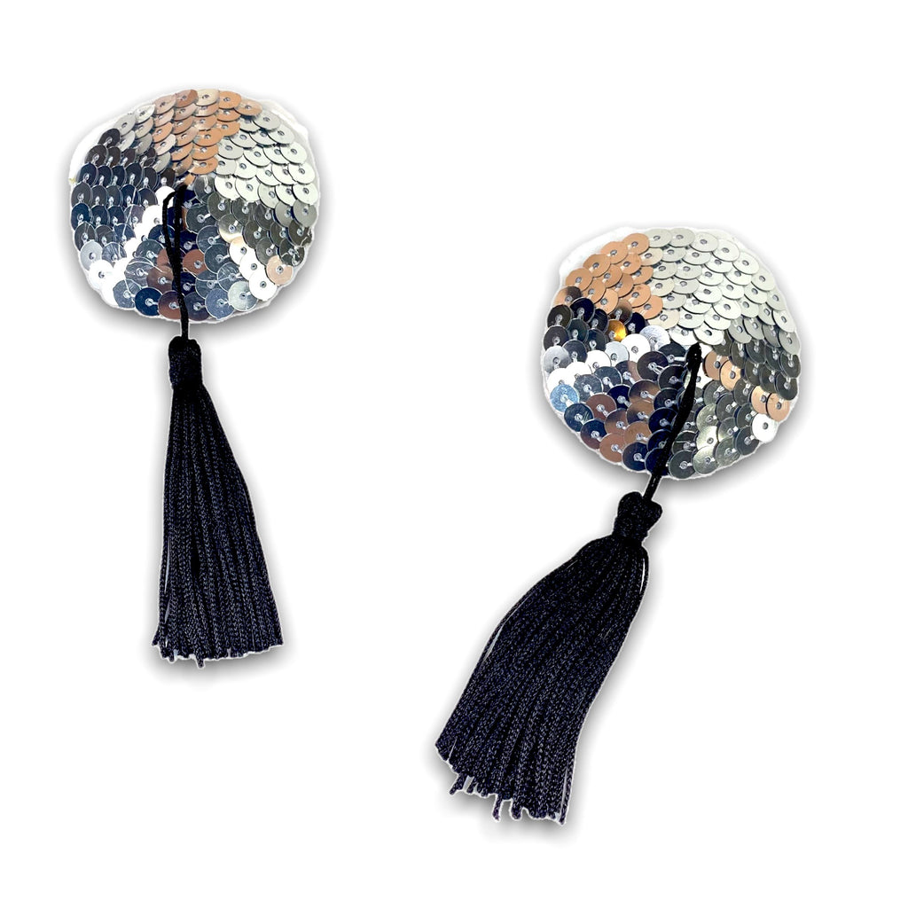 Reusable Silver Sequin Tassel Pasties