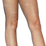 Rhinestone Black Mini Net Fishnet Stockings