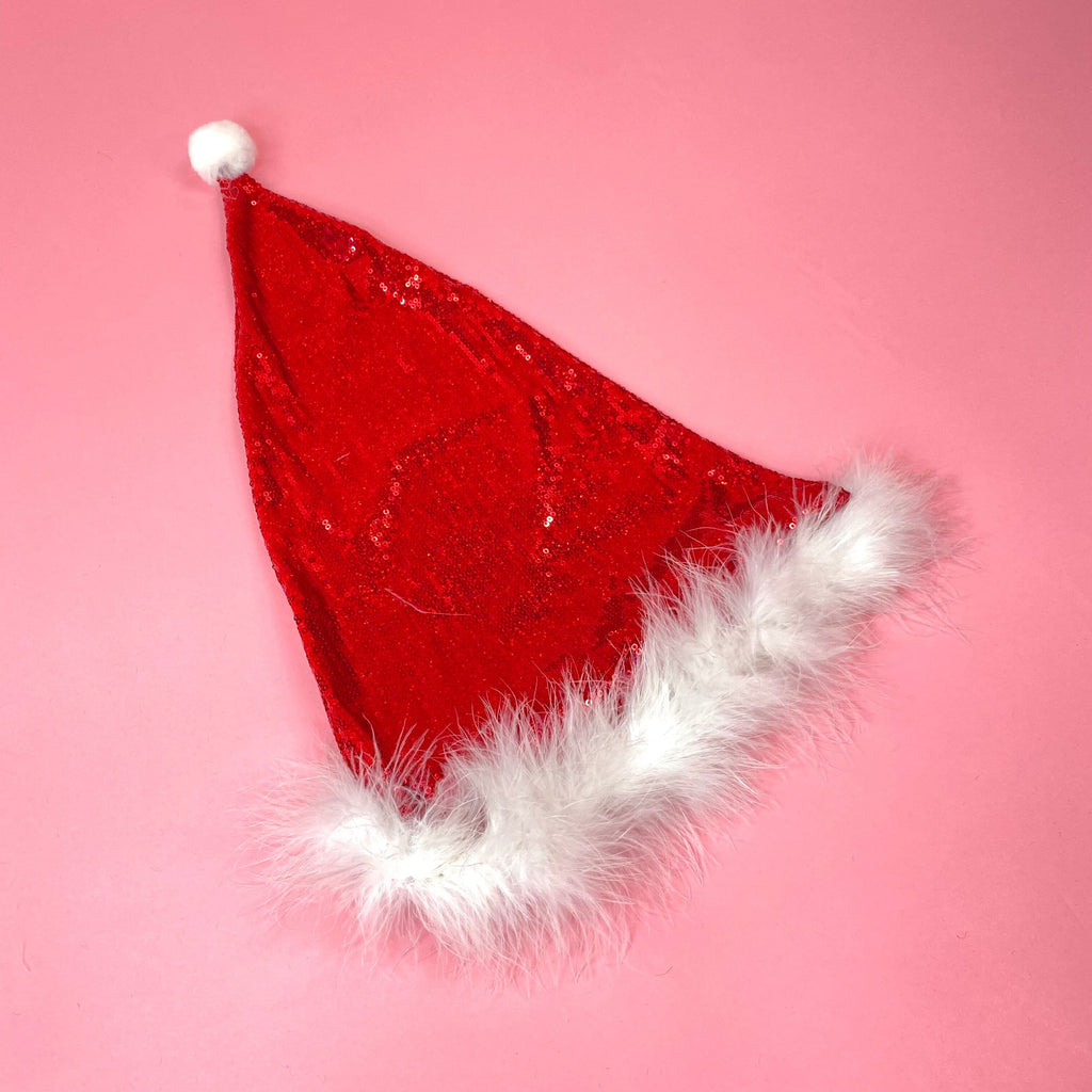 Sequined & Feathered Santa Hat