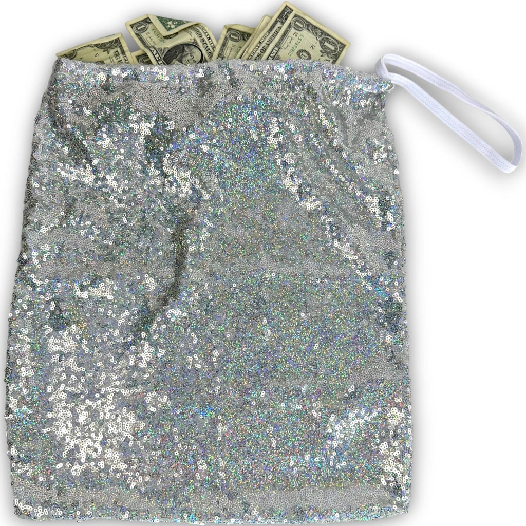Silver Glitz XLarge Sized Money Bag