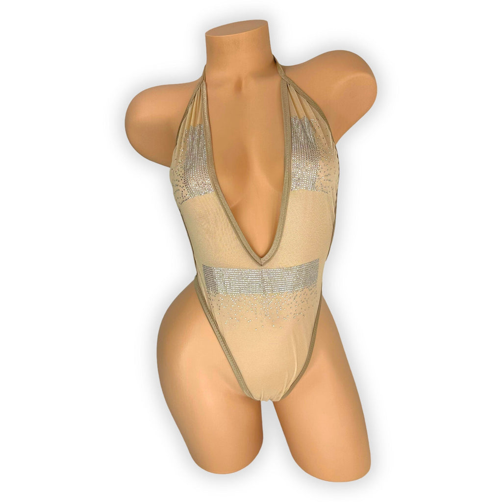 Tan Mesh Jocelyn Bodysuit