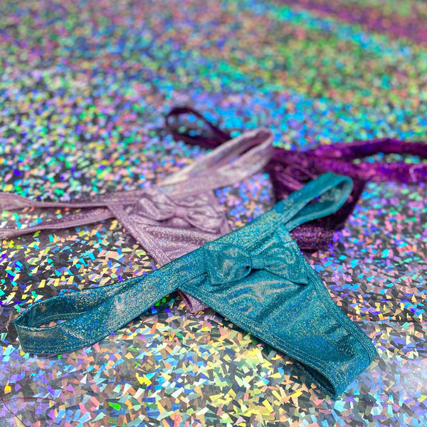 Twinkle Holographic Bow T-Back Thong
