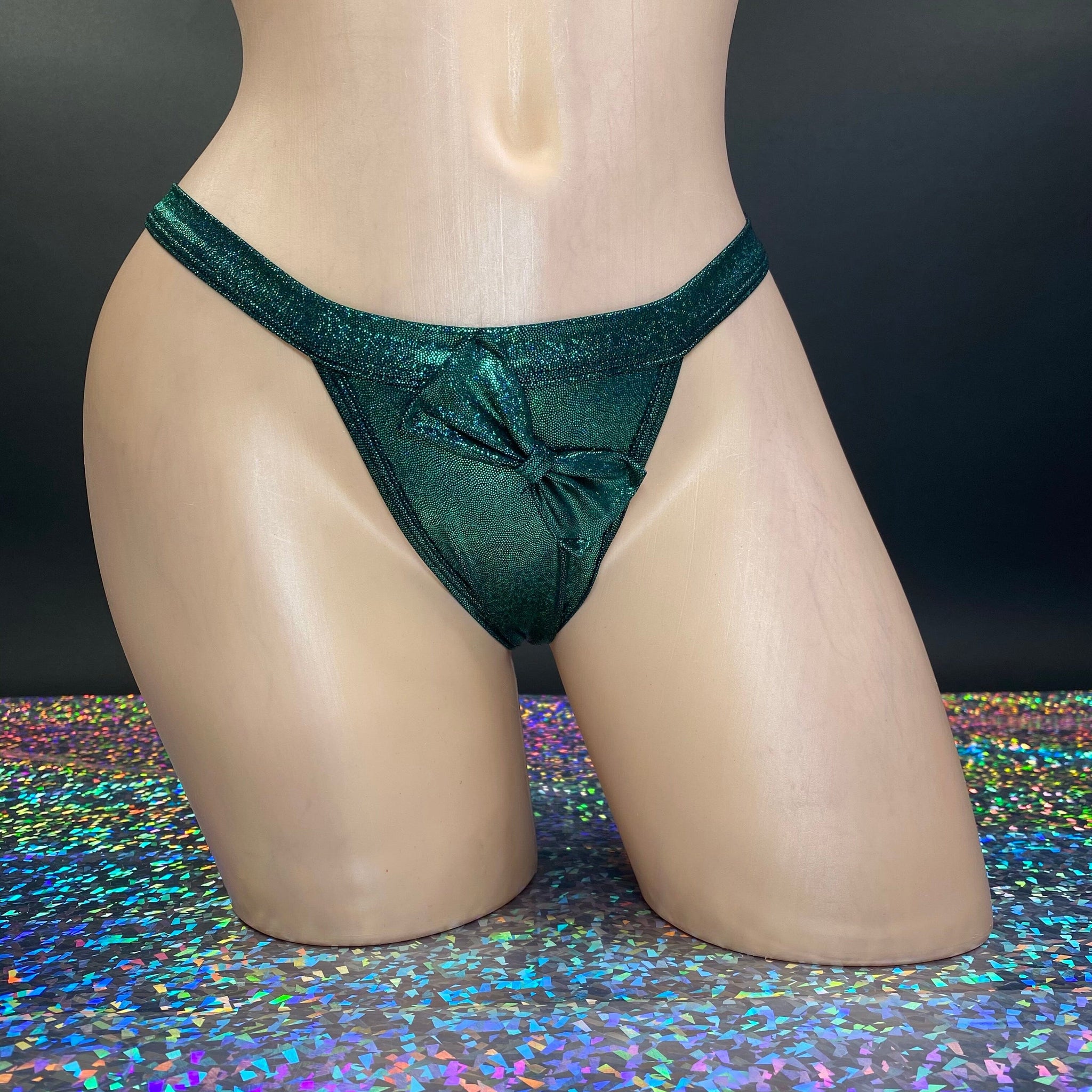 Twinkle Holographic Bow T-Back Thong