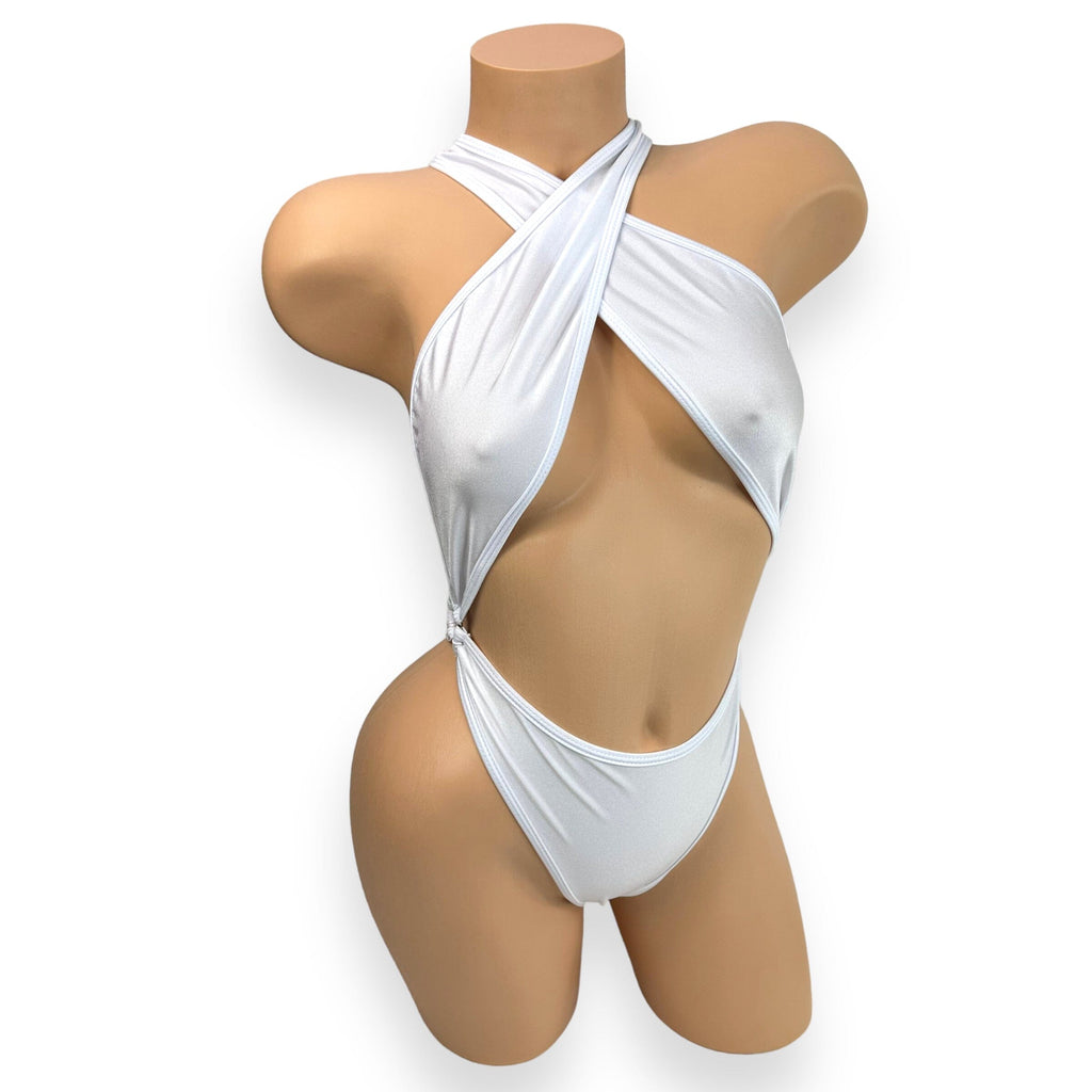 White Criss-Cross Ann Thong Bodysuit
