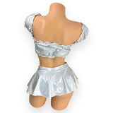 White Shimmer Shine Kate Skirt Set
