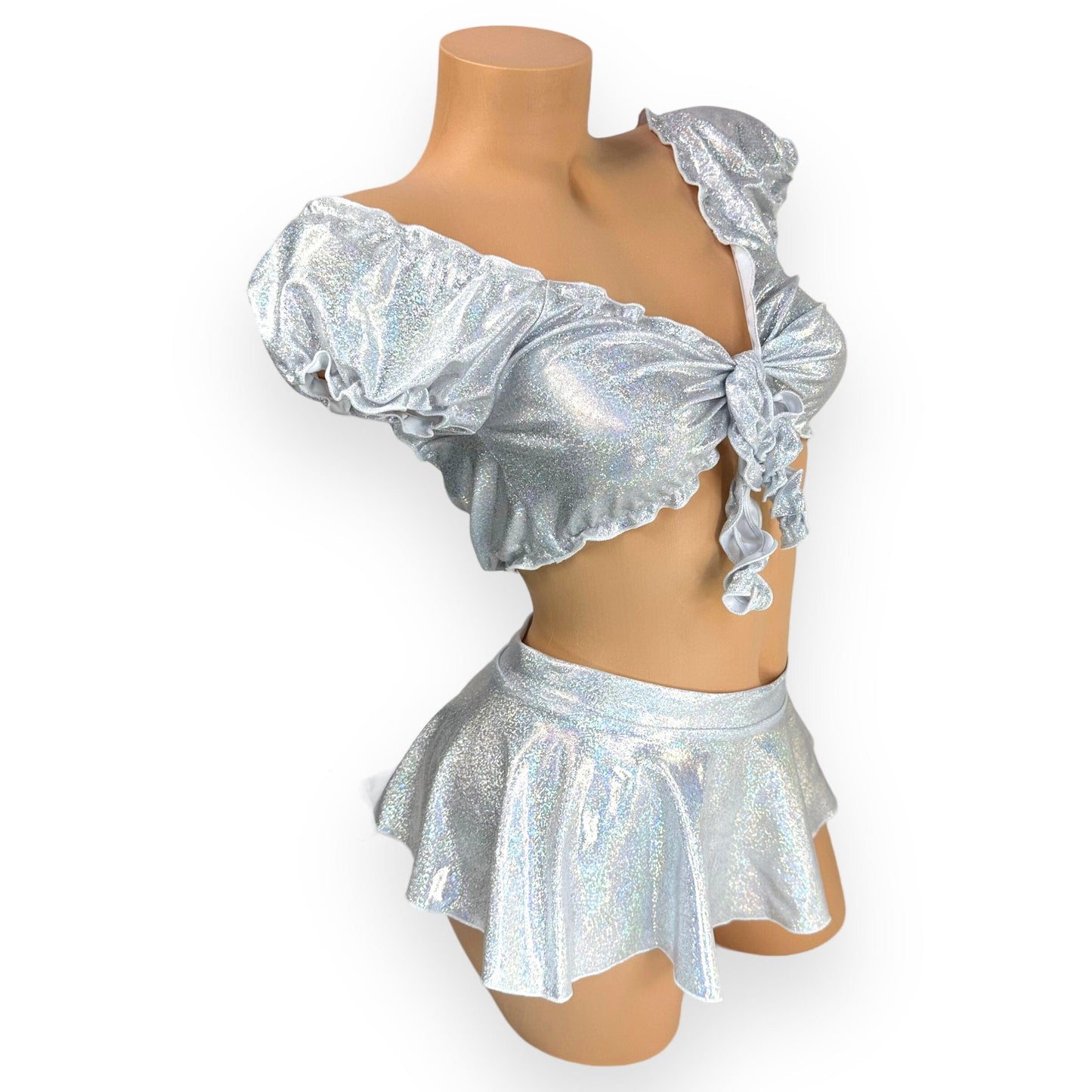 White Shimmer Shine Kate Skirt Set