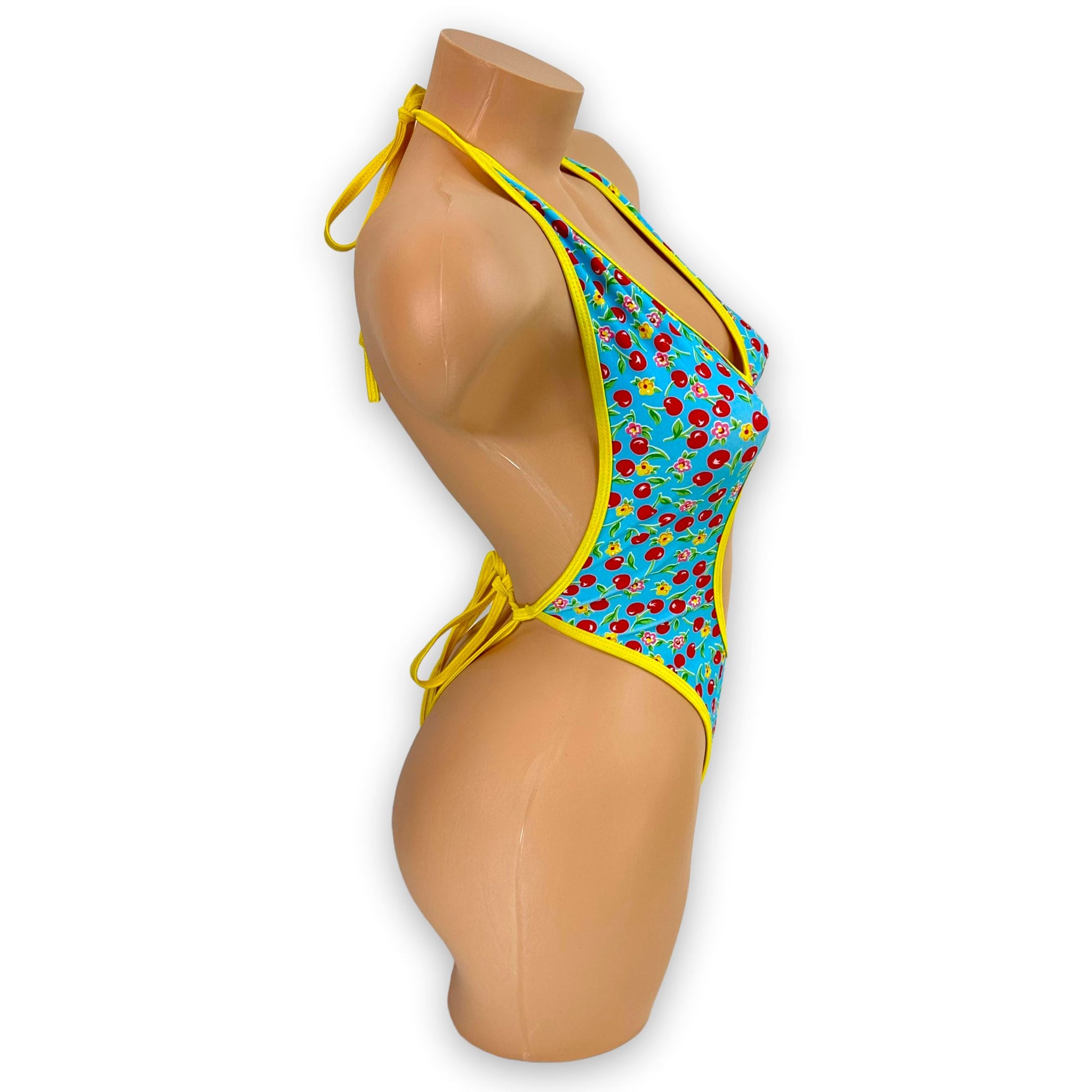 Yellow & Blue Cherry Printed Michelle Bodysuit