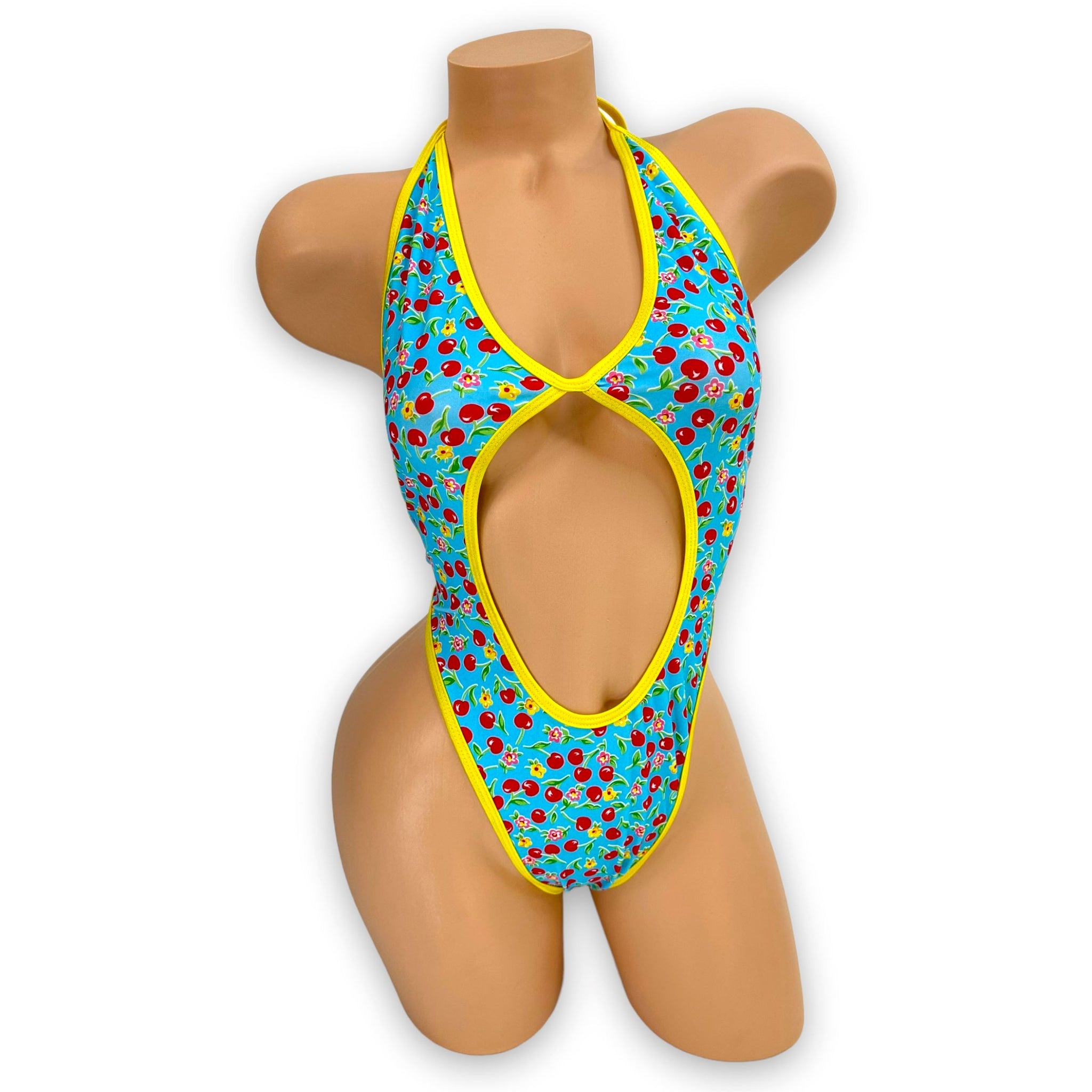 Yellow & Blue Cherry Printed Michelle Bodysuit