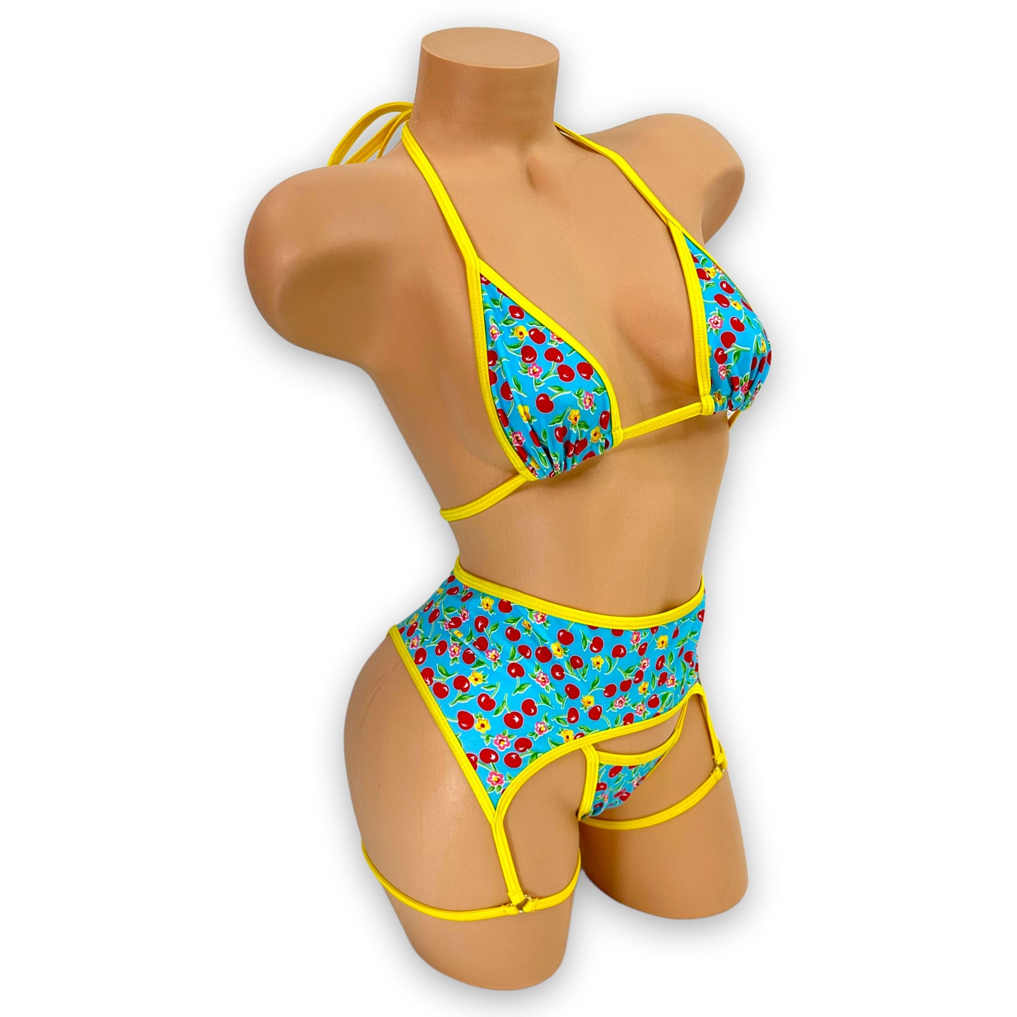 Yellow & Blue Cherry Sandra Garter Set